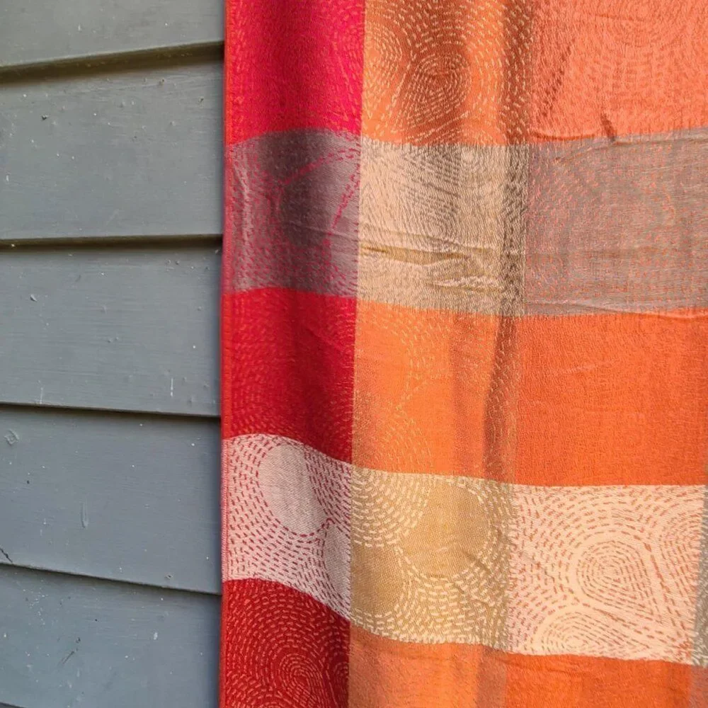 Color Block Pashmina Red, Gold, Taupe, Rust